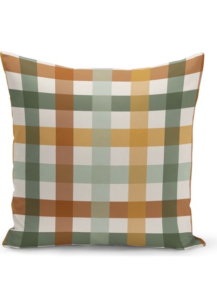 Yeşil Ekose Çift Taraflı Dijital Baskılı Yılbaşı Kırlent Kılıfı