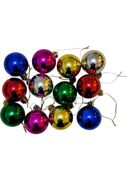 Renkli Yılbaşı Topları, 4 Cm, 12'li, Çam Ağacı Süsü, Noel Dekorasyonu fiyatları