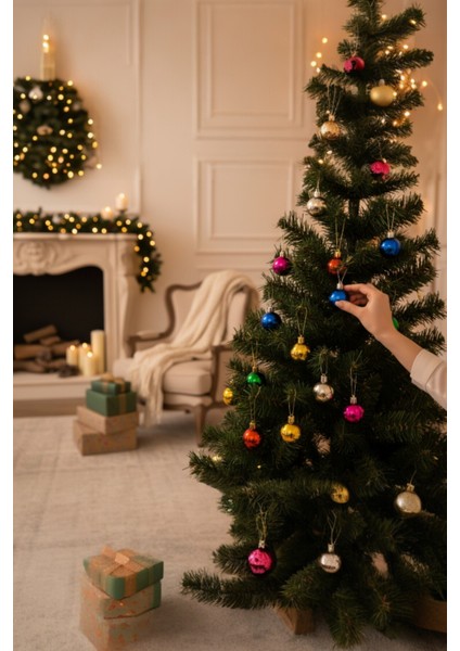 Renkli Yılbaşı Topları, 4 Cm, 12'li, Çam Ağacı Süsü, Noel Dekorasyonu modelleri