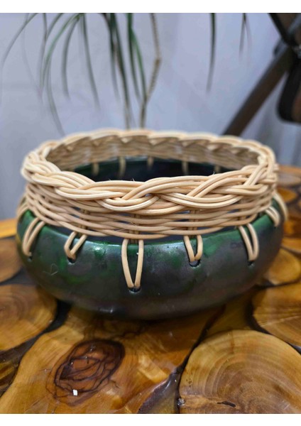 Bambu Ip Örgülü Dekoratif Seramik Objeler