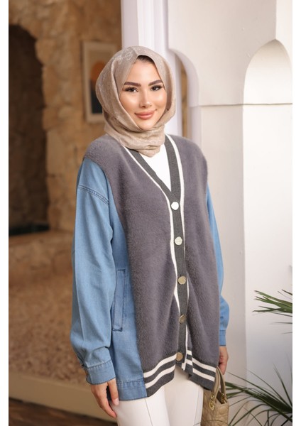 Füme Kot Garnili Yumoş Angora Hırka