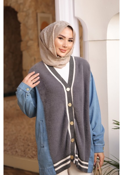 Füme Kot Garnili Yumoş Angora Hırka indirimleri