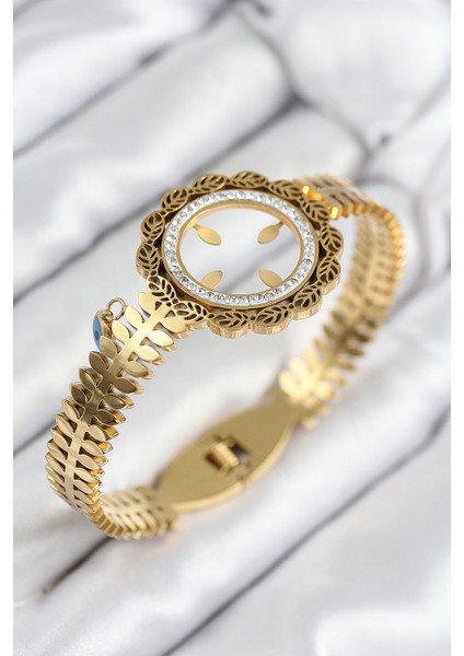 316L Çelik Zirkon Taşlı Çeyrek Takılabilir Gold Renk Kelepçe - TJ-BB7821 fiyatları