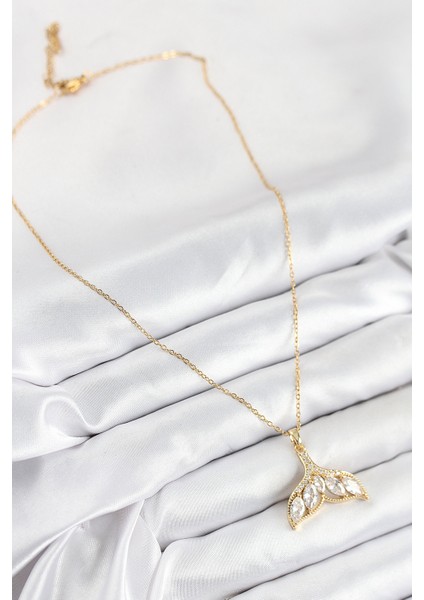 316L Çelik Zirkon Taşlı Balık Kuyruğu Model Gold Renk Kadın Kolye - TJ-BKO10511 fiyatları