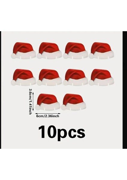 Kırmızı Noel Şapkası ve Bardak Süsü, Parti Malzemeleri, Eğlenceli Dekorasyon Seti