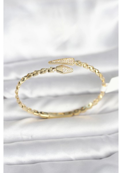 Bfs Yılan Model Pirinç Gold Renk Kadın Kelepçe Bileklik