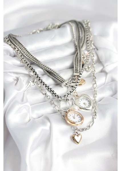 Bfs Otantik Gümüş Renk Kadın Kolye Kombini fiyatları