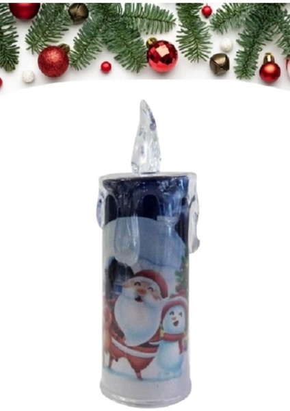 Renkli LED Işıklı Noel Baba Figürlü Yılbaşı Mumları, Şık ve Sıcak Atmosfer Sağlar