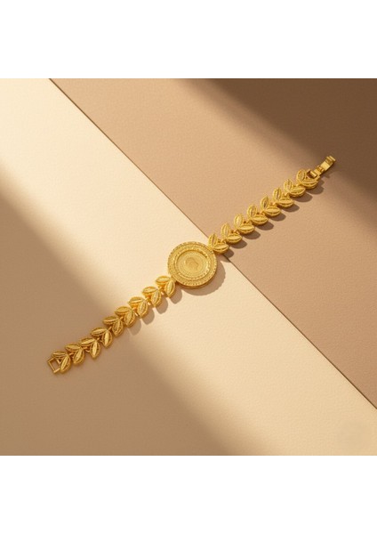altın kaplama çiçek deseni çeyrek altınlı bileklik blk-1183 fırsatları