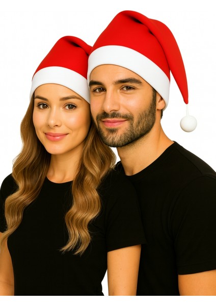 Kırmızı Beyaz Yılbaşı Temalı Yetişkin Noel Şapkası, Partiye Şıklık Katın fiyatları