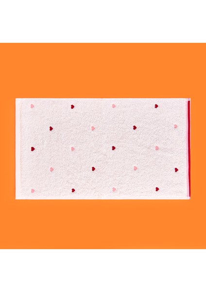 Soft Kalp Nakışlı El Havlusu - Ekru / Kırmızı - 30X50 cm fiyatları