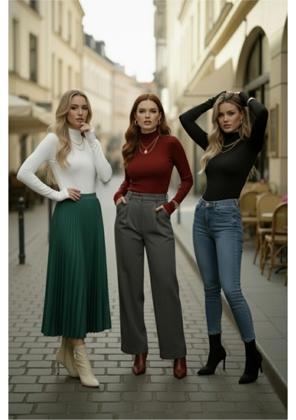 3’lü Parmak Geçmeli Kadın Body Seti