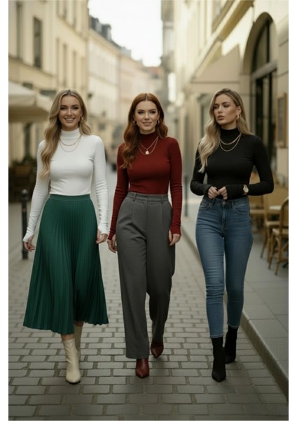 3’lü Parmak Geçmeli Kadın Body Seti fiyatları