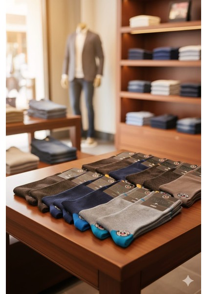 ; Pamuk Soket Erkek Çorabı; Asorti 12'li Kutu; Mevsimlik; 41-45 modelleri