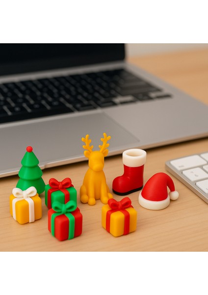 3D Baskı Noel Hediye Seti ve Mini Figür Sepeti, Yılbaşı Temalı Eğlenceli Tasarım modelleri