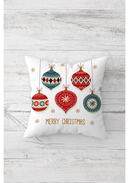 Renkli Noel Baba ve Çam Ağacı Temalı Yılbaşı Kırlent Kılıfı Takım (4'lü) modelleri