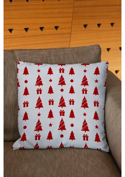 Yılbaşı Noel Baba Figürlü 4'lü Kırlent Kılıfı, Kırmızı Beyaz Dijital Baskılı fiyatları