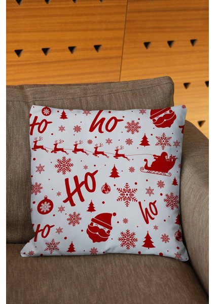 Yılbaşı Noel Baba Figürlü 4'lü Kırlent Kılıfı, Kırmızı Beyaz Dijital Baskılı indirimleri