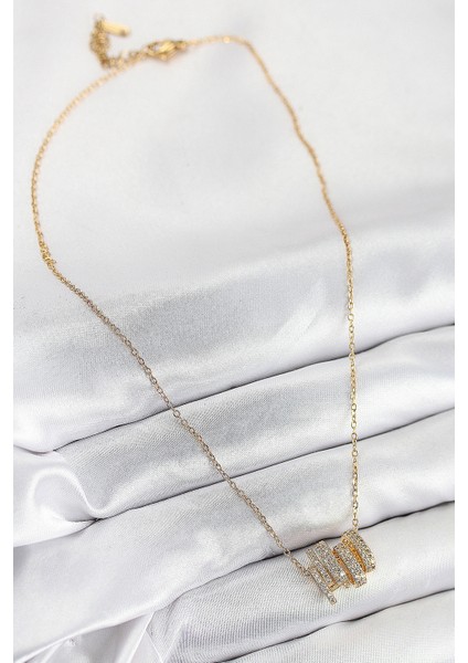 316L Çelik Zirkon Taşlı Sarmal Model Gold Renk Kadın Kolye - TJ-BKO10512 modelleri