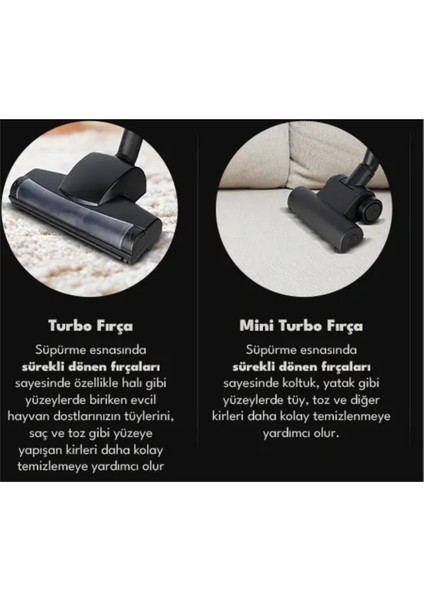 LED Başlıklı Ucu ile H70 T 800 W Toz Torbasız Elektrikli Süpürge