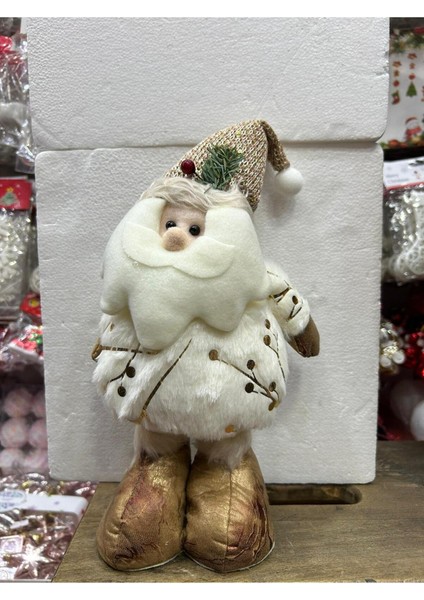 Beyaz Noel Baba Figür 45 Cm, Yılbaşı Süsü, Dekoratif ve Şık Tasarım
