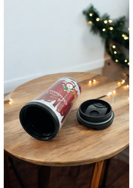 Sıcak ve Şık Yılbaşı Kahve Bardağı Seti, Termos ve Dekoratif Fenerler