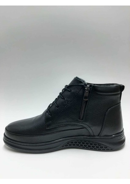 Hakiki Deri Bağcıklı Fermuarlı Esnek Kauçuk Tabanlı Içi Tüylü Siyah Renk Kışlık Erkek Bot C-9751246RTTO modelleri