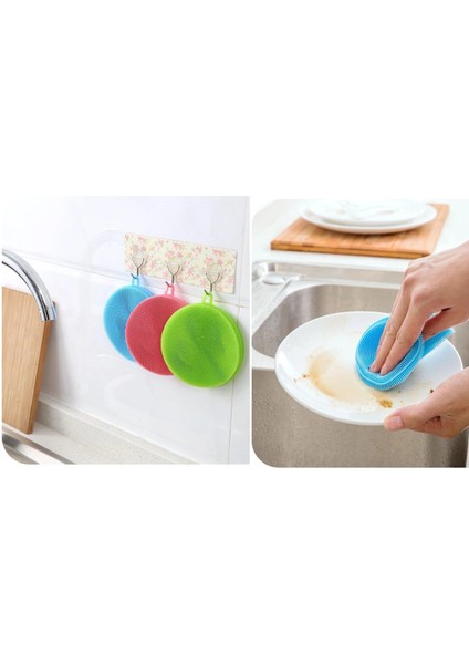 2 Li Çok Amaçlı Silikon Bulaşık Fırçası -Nihale- Tutacak modelleri