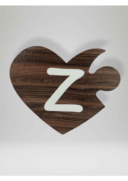Z Harfi (Sol Parça) – Ahşap Puzzle Kalp Harf Magnet – Buzdolabı Süsü – Ikili Uyumlu (KOD:1048)