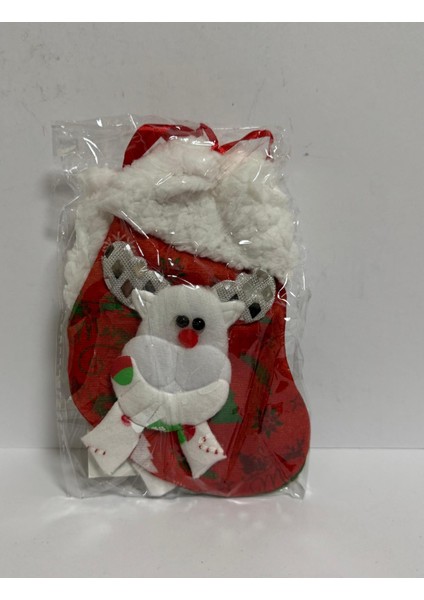 Yılbasşı Süsü Ağaç Süsü Çorap Kardan Adam Ayıcık Desenli Çoraplar 2li 17 x 10 cm Karışık Paketler