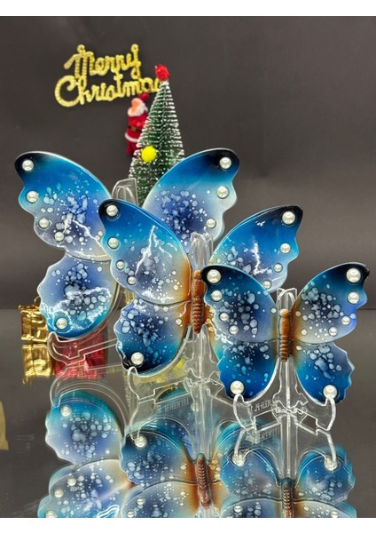 Mavi El Yapımı Kelebek Biblo Dekoratif