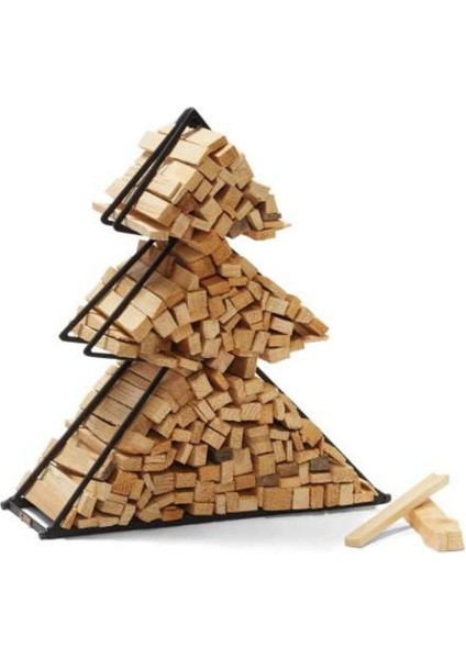 Siyah 47 cm Noel Ağacı Dekoratif Odunluk, Şık ve Modern Tasarım