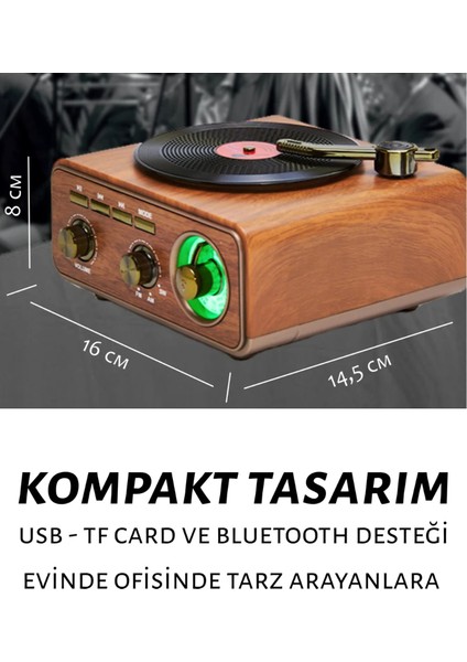 M-1317BT Özel Tasarım Ahşap Görünümlü Retro Vintage Nostaljik Radyo & Bluetootlu Mini Fm Radyo