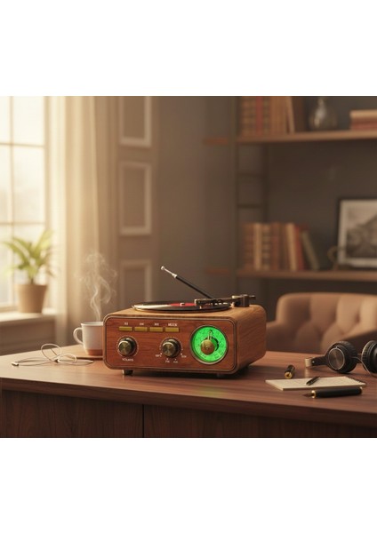 M-1317BT Özel Tasarım Ahşap Görünümlü Retro Vintage Nostaljik Radyo & Bluetootlu Mini Fm Radyo