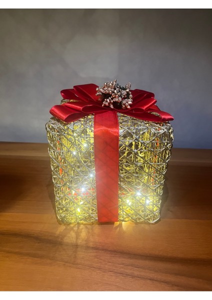 Yılbaşı Ağacı Altı LED Işıklı Hediye Kutusu Seti 2’li Kırmızı Kurdele fırsatları