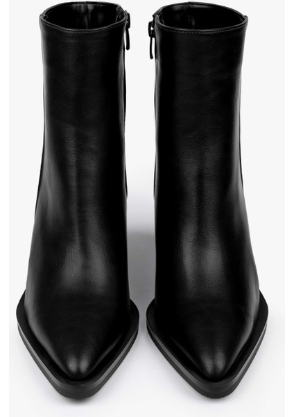 Kadın Mirea Siyah Cilt Kovboy Topuklu Bot fırsatları