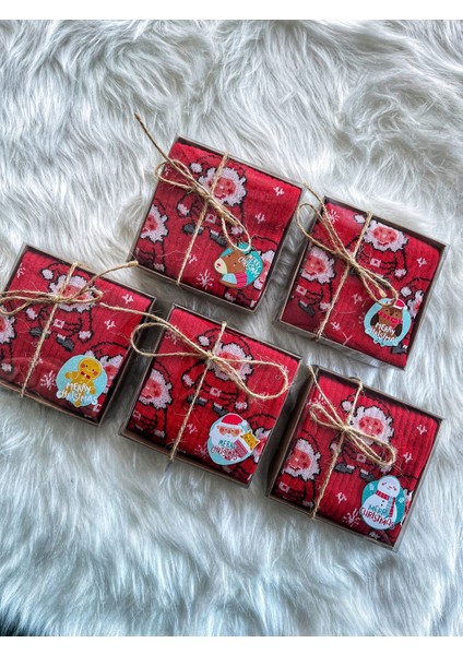5'li Kutu Noel Çorabı Seti, Yılbaşı Hediye Seçenekleri, Kutulu Süslemeli Çoraplar