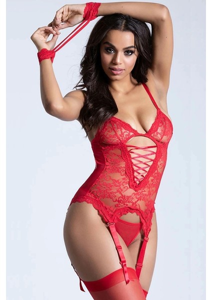 Kırmızı Eller Kelepçeli Jartiyer Takım TM8139 fiyatları