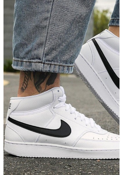 Court Vision Mid Sneaker Bilekli Günlük Beyaz Spor Ayakkabı