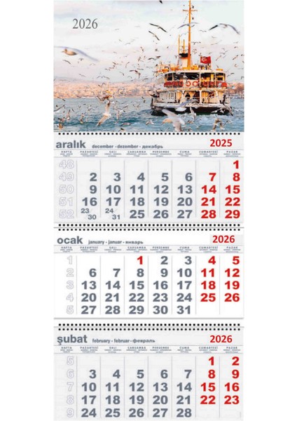 2026 Gemicitakvimi Duvar Tipi 2026 Yıl Istanbul Vapur