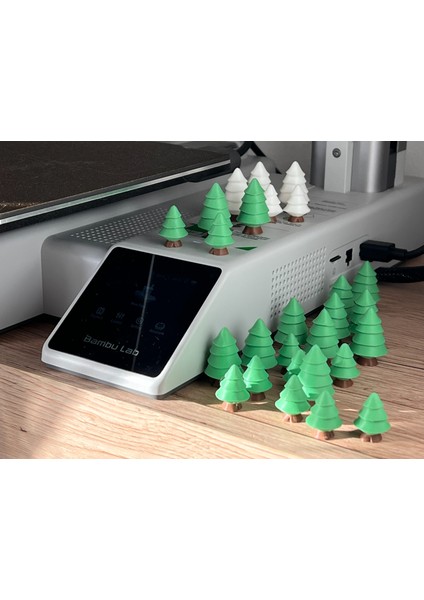 Mini Çam Ağaç Dekoru – 10’lu Set | 3 cm | Yeşil Veya Beyaz Renk