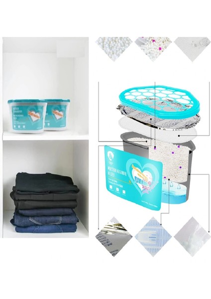 600 ml Nem Alıcı Rutubet Aparat - Limonlu Mutfak Salon Banyo Küf Koku Alıcı Granül