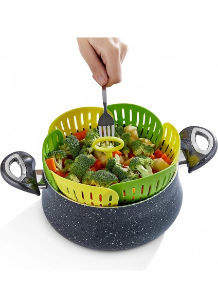 Plastik Katlanır Buharda Pişirme Aparatı Sağlıklı Haşlama Sepeti modelleri