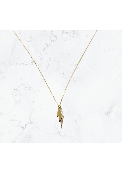 Şimşek Figürlü Zirkon TAŞLI14 Ayar Altın Kolye