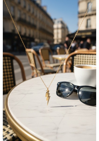 Şimşek Figürlü Zirkon TAŞLI14 Ayar Altın Kolye modelleri