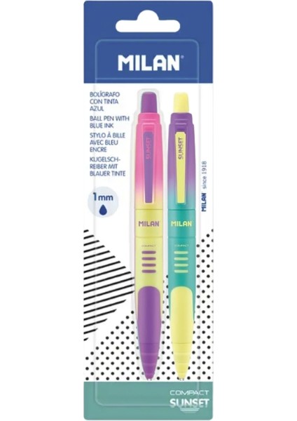 Sunset Compact 2'li Tükenmez Kalem Seti (Mavi Mürekkep)