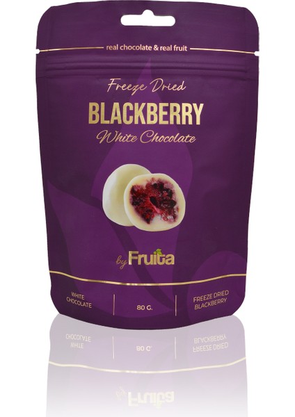 Beyaz Çikolata Kaplı Böğürtlen - 80GR Dondurularak Kurutulmuş Katkısız Draje - Freeze Dried