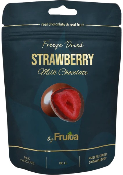 Sütlü Çikolata Kaplı Çilek 80GR Dondurularak Kurutulmuş Katkısız Draje - Freeze Dried
