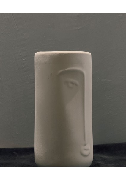 Modern Minimalist Yüz Vazo – 24X10X10 cm Polyester, Ev & Ofis Dekorasyonu