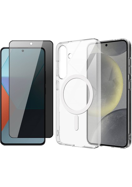 Samsung Galaxy S25 Fe Kılıf Kamera Korumalı M-Safe Sert Pc Zore Porto Kapak + Hayalet Ekran Koruyucu